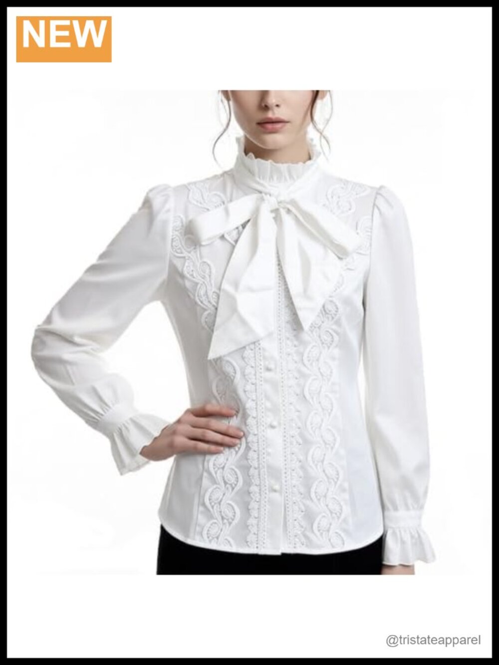 Victorian Pearl Button Gothic Pirate Blouse Women Ruffle Collar Long Sleeve
